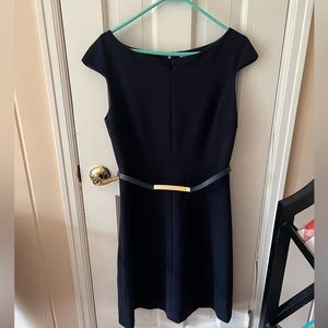 Tory Burch navy, belted, cap sleeve dress - size M